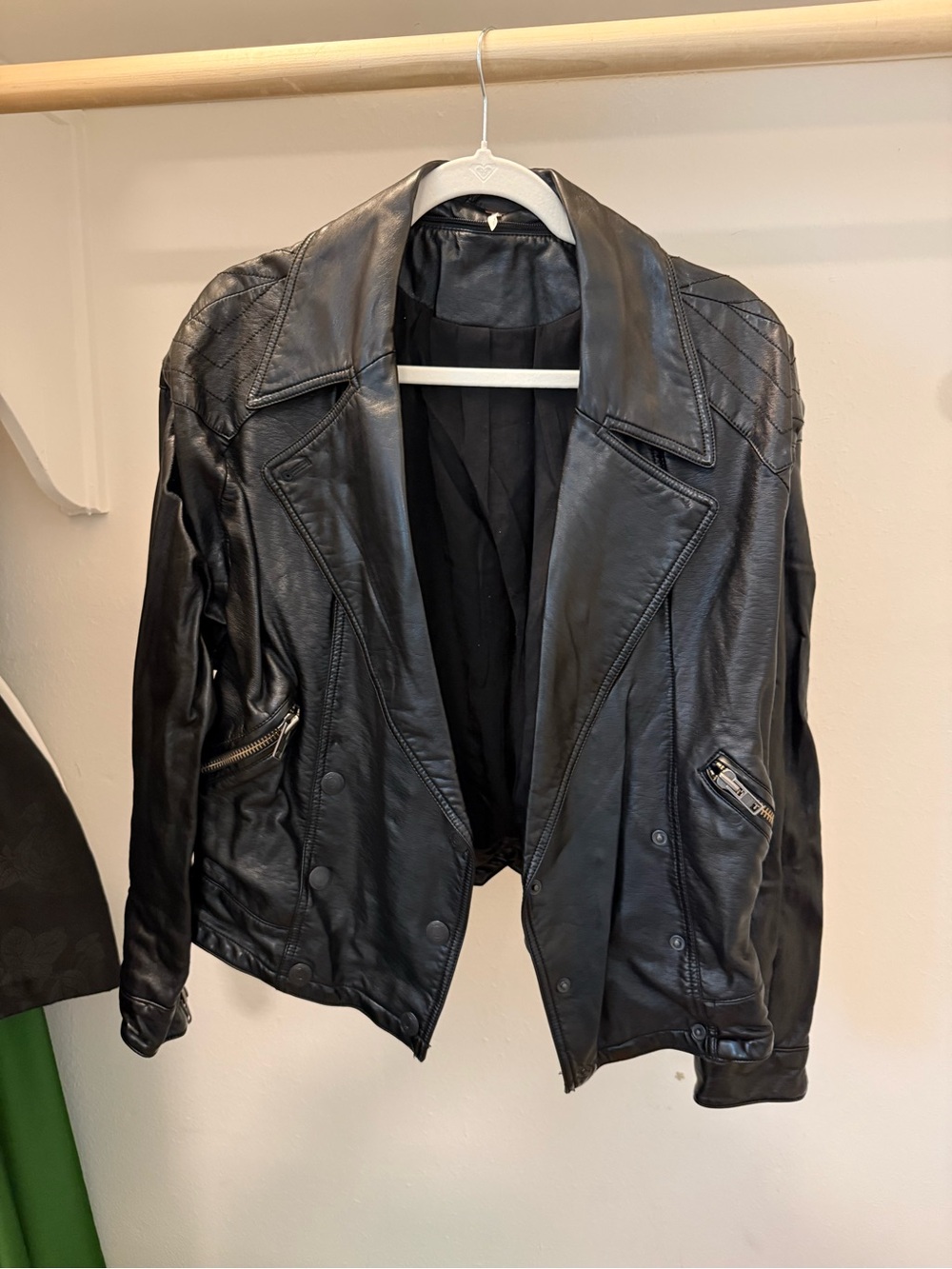 Free People Black Leather Biker Jacket